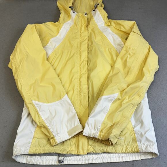 Columbia Jacket Womens Small Omni Tech Yellow White Waterproof Breathable Coat - Picture 1 of 12